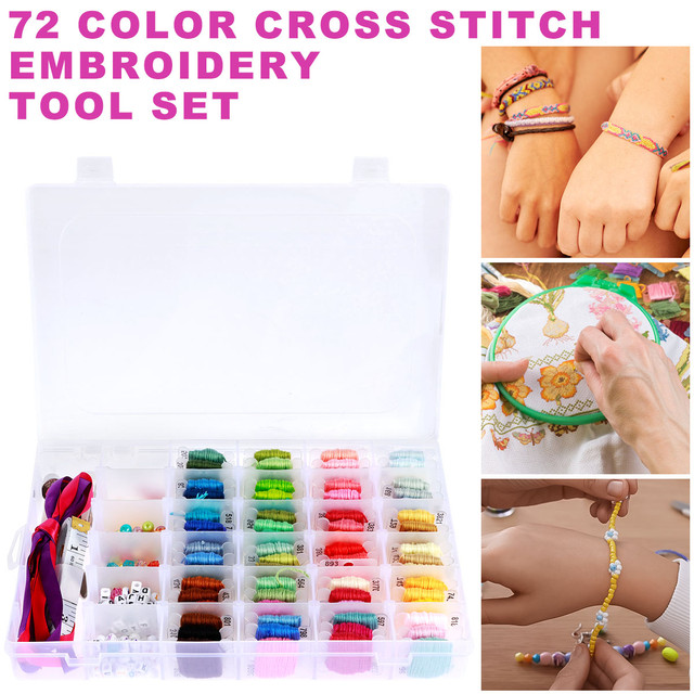 New 399Pcs String Bracelet Making Kit 72 Colors Embroidery String Kits with  286 Beads Embroidery Tools Complete Embroidery - AliExpress